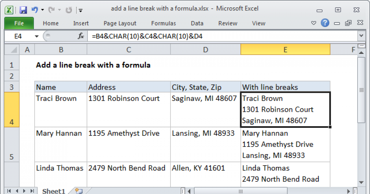 How To Insert New Line In Excel Cell Formula